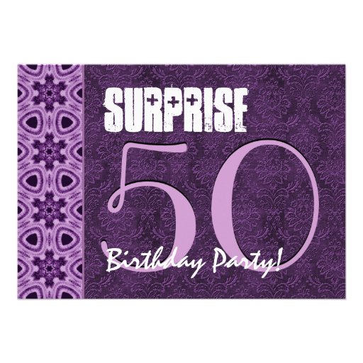 Surprise 50th Birthday Purple LaceTemplate 01 Personalized Invitation
