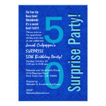 SURPRISE 50th Birthday Royal Blue B400 Custom Invitation