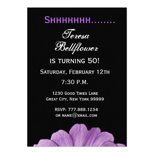 SURPRISE 50th Birthday Template Purple Daisy Custom Announcements