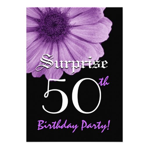 SURPRISE 50th Birthday Template Purple Daisy Custom Announcements
