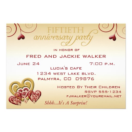 Surprise 50th Weddin Anniversary Party Invitations