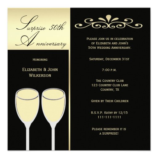 Surprise 50th Wedding Anniversary Party Invitation (front side)
