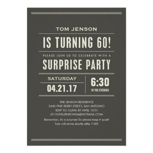 Surprise 60th Birthday Invitations (front side)
