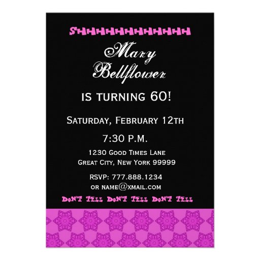 SURPRISE 60th Birthday Magenta Stars Personalized Announcement