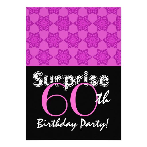SURPRISE 60th Birthday Magenta Stars Personalized Announcement