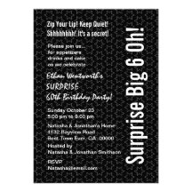 SURPRISE 60th Birthday Modern Black White Stars Invites