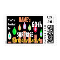 SURPRISE 60th Birthday Party Custom Stamp ORANGE