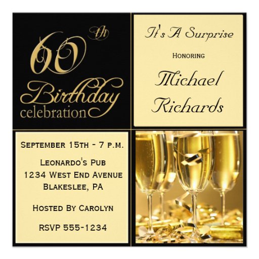 Surprise 60th Birthday Party Invitations (front side)