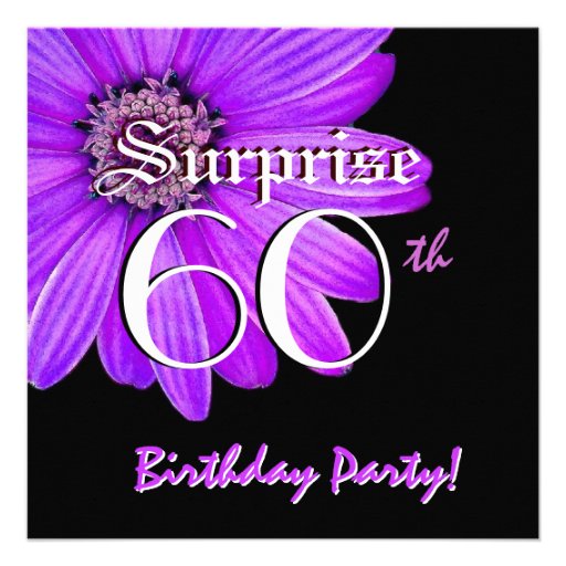 SURPRISE 60th Birthday Party Purple Daisy F201A Invitation