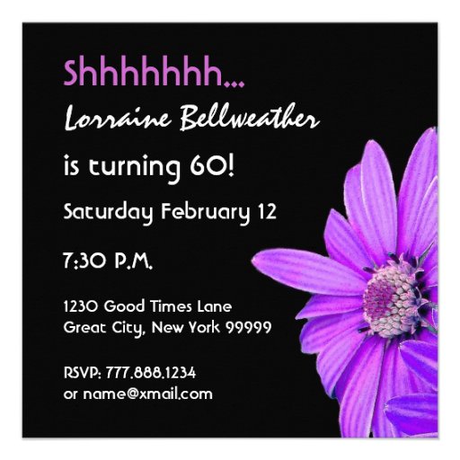 SURPRISE 60th Birthday Party Purple Daisy F201A Invitation