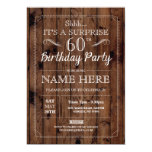 SURPRISE 60th Birthday Party Rustic Wood 60 Invite