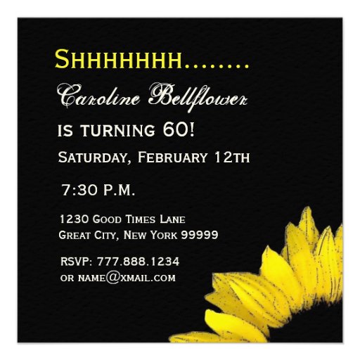 SURPRISE 60th Birthday Party Yellow Sunflower Custom Invites