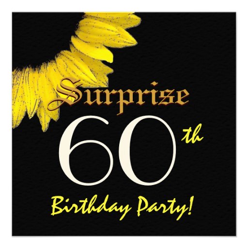 SURPRISE 60th Birthday Party Yellow Sunflower Custom Invites