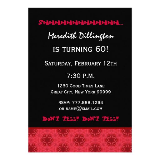SURPRISE 60th Birthday Red and Black Stars L001 Announcements