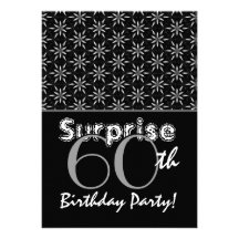 SURPRISE 60th Birthday Silver and Black Stars Invites