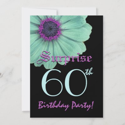 SURPRISE 60th Birthday Template Green Purple Daisy Personalized Invitations