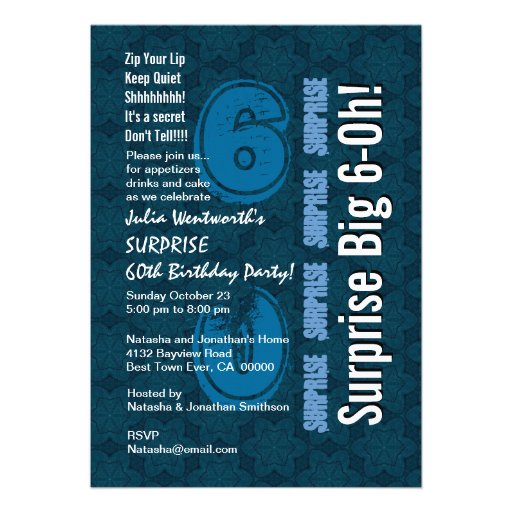 SURPRISE 60th Modern Birthday Blue Stars and White Announcement