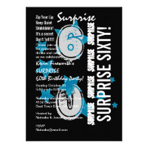 SURPRISE 60th Modern Birthday Blue Stars W1759 Announcements