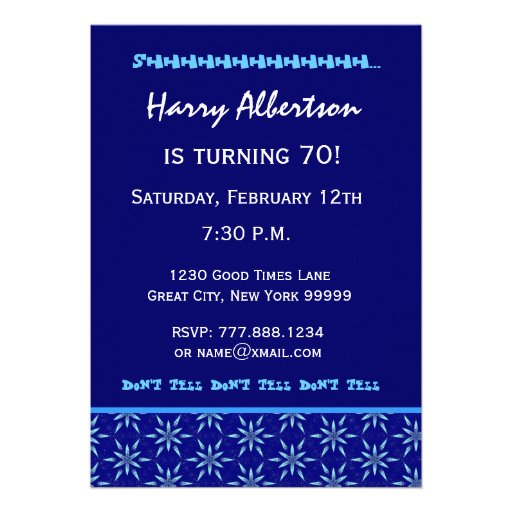 SURPRISE 70th Birthday Blue Stars W1430 Invitations