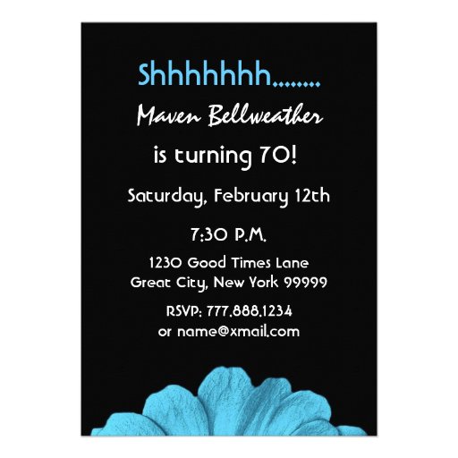 SURPRISE 70th Birthday Party Blue Daisy N220 Invites