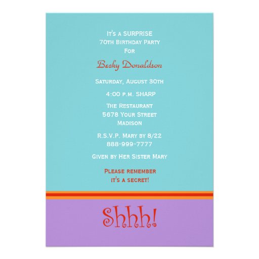 Surprise 70th Birthday Party Invitation