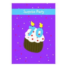 Surprise 70th Birthday Party Invitation -- Cupcake