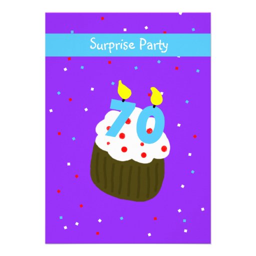 Surprise 70th Birthday Party Invitation -- Cupcake