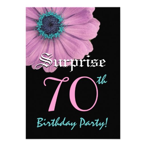 SURPRISE 70th Birthday Template Pink Daisy Personalized Invitation