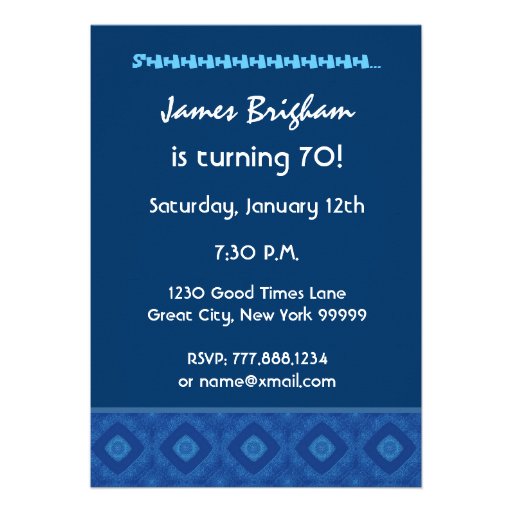 SURPRISE 80th Birthday Blue Diamond Pattern Personalized Invites