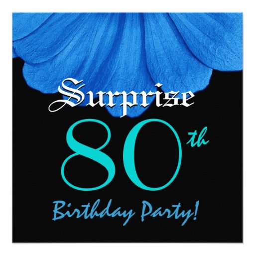 SURPRISE 80th Birthday Blue Flower Z307 Custom Announcements