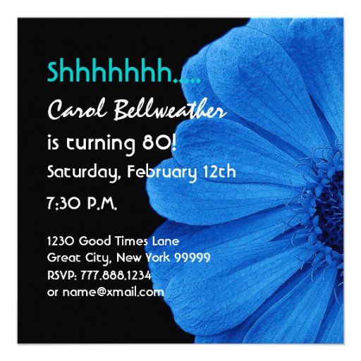 SURPRISE 80th Birthday Blue Flower Z307 Custom Announcements