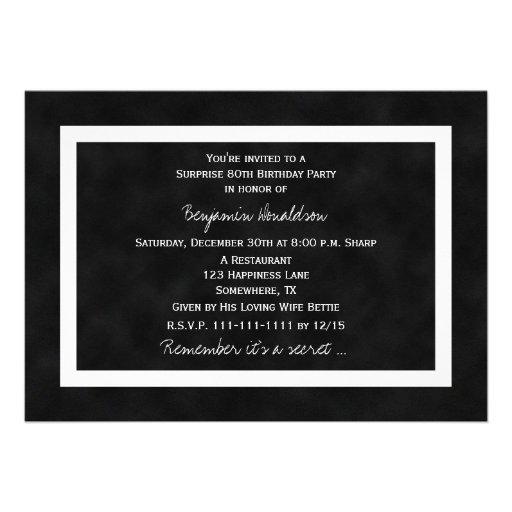 Surprise 80th Birthday Party Invitation Chalkboard