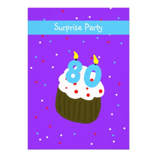 Surprise 80th Birthday Party Invitation -- Cupcake