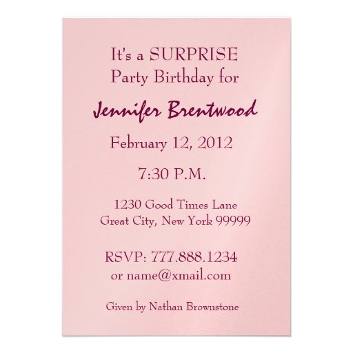 SURPRISE 80th Birthday Party Invite Purple Roses