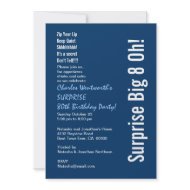 SURPRISE 80th Birthday Party Modern Blue and White invitation