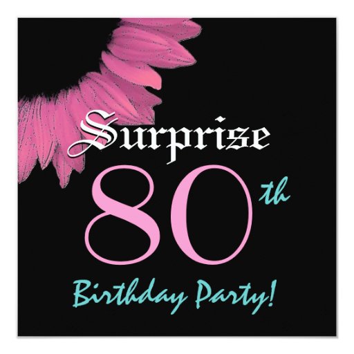 surprise 80th birthday template pink sunflower invitation surprise 80th birthday invitation wording