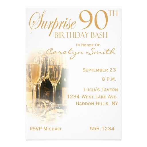 Surprise 90th Birthday Party Invitations (front side)