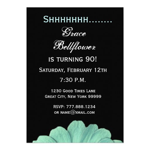 SURPRISE 90th Birthday Template Green Purple Daisy Personalized Invite