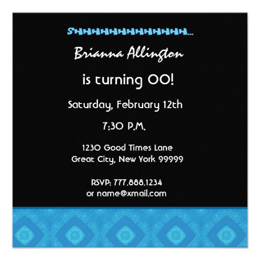 SURPRISE Any Year Birthday Blue Diamonds G30 Personalized Invites