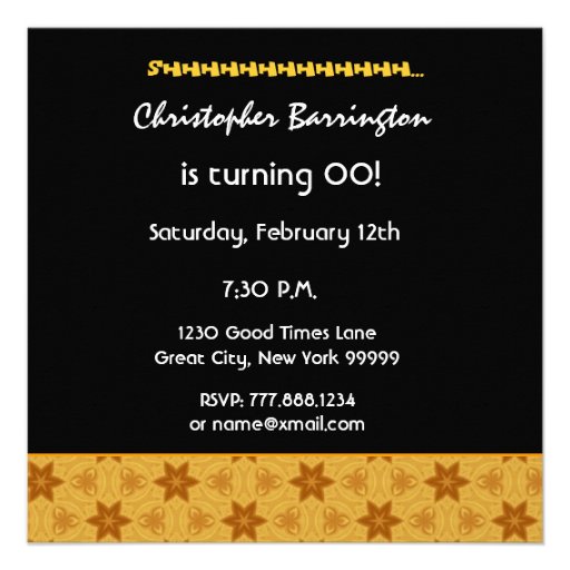 SURPRISE Any Year Birthday Gold Stars G312 Invite