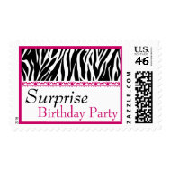 SURPRISE BIRTHDAY Black White Pink Zebra stamp