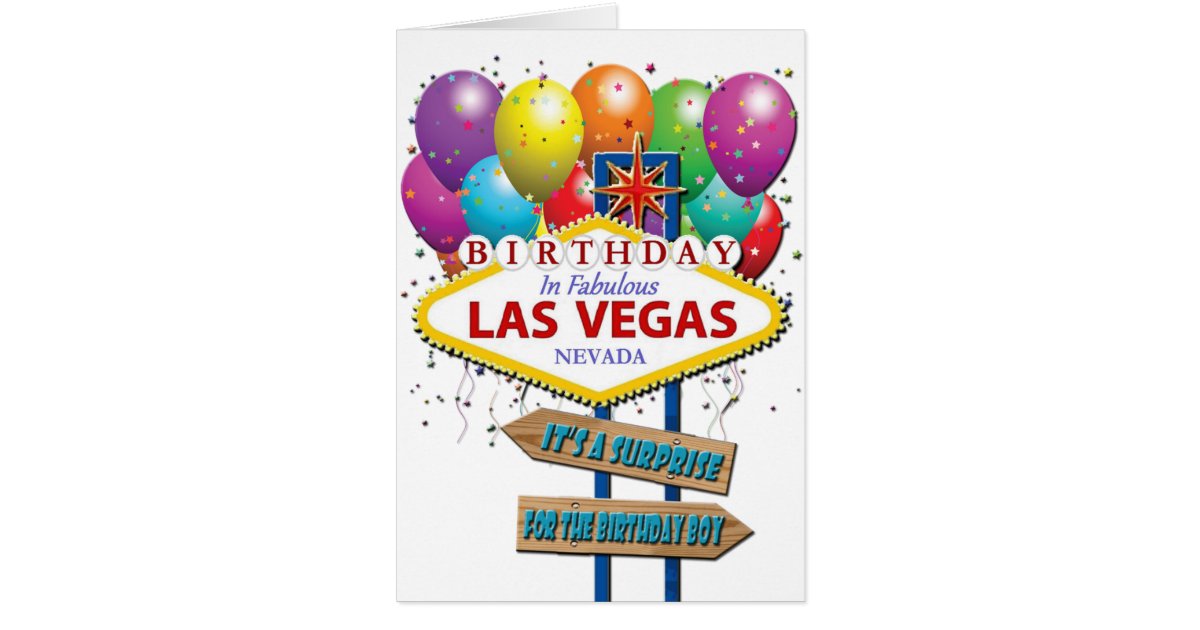 Surprise Birthday Las Vegas Card Zazzle