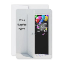 Surprise  Birthday Party behind door Custom Invitation
