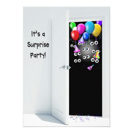 Surprise  Birthday Party behind door Custom Invitation