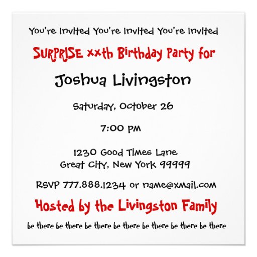 SURPRISE Birthday Party Custom Year Black White Invitations
