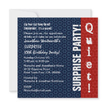 SURPRISE Birthday Party Modern Red White Blue Star Personalized Invite