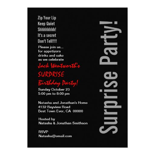SURPRISE Birthday Party Modern Template Personalized Invites