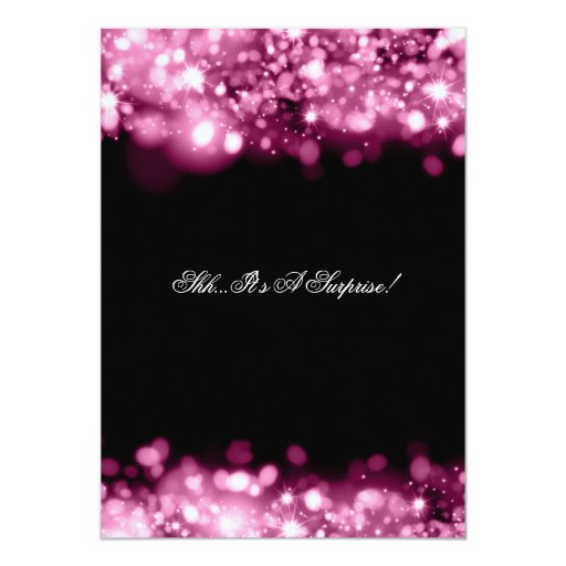 Surprise Birthday Party Pink Sparkling Lights Personalized Announcement