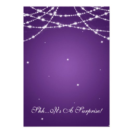 Surprise Birthday Party String of Stars Purple Custom Announcements