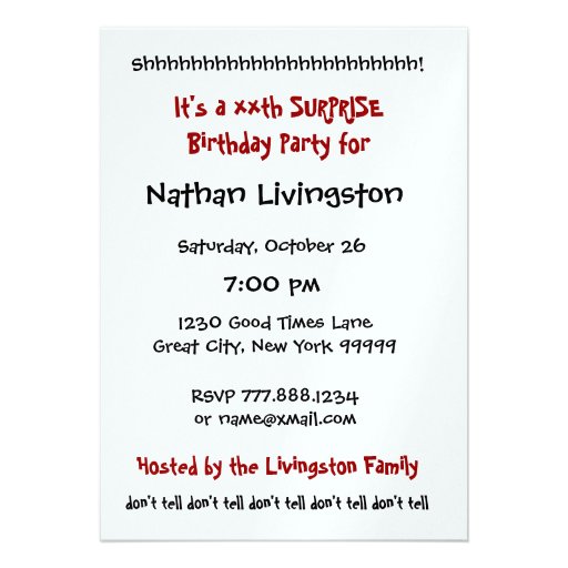 SURPRISE Birthday Party Zip Your Lip Template Custom Invite